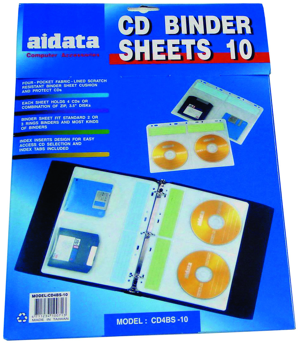 Aidata Punched A4 sheet prot.for CD(10/pack), Capacity 40 CDs