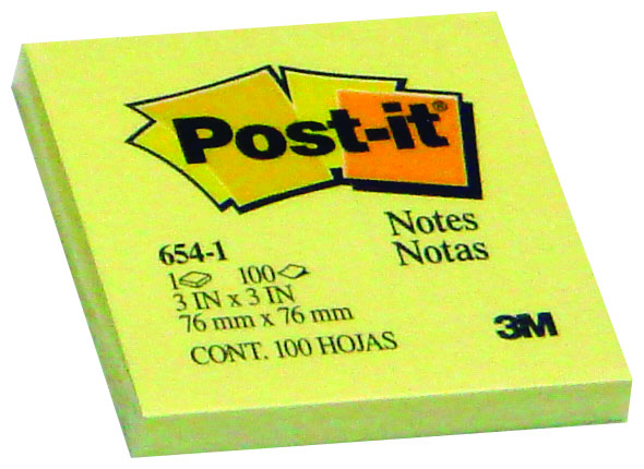 Post-It 3M, yellow stick notes 3x3 (7.5x7.5cm), REF-654