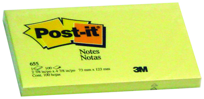 Post-It 3M, yellow stick notes,3x5  (7.5x12.5cm)