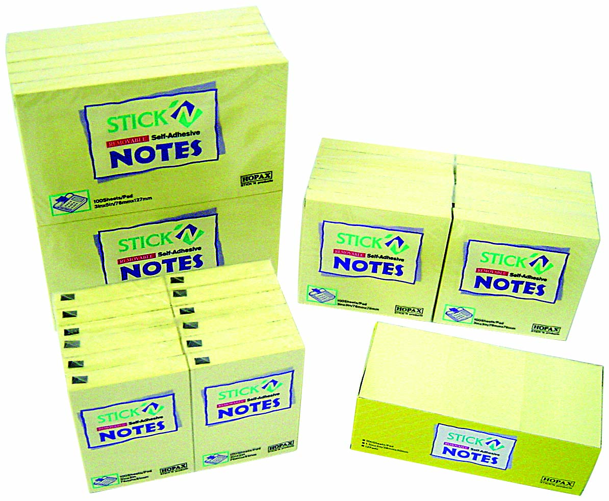 Hopax sticky notes 38X51mm, yellow (Pack of 12)