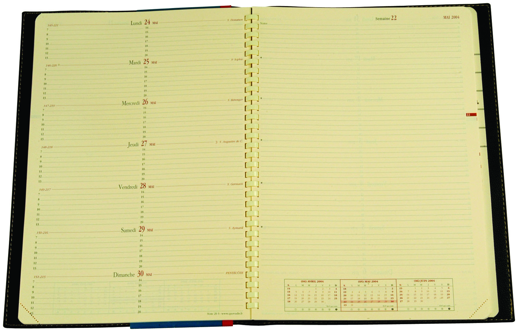 Quovadis NOTE 29S weekly agenda w/notes(21X29.7cm)Prestige