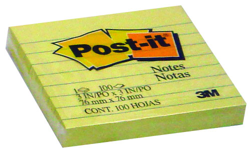 3M ruled sticky notes(75*75mm)yellow