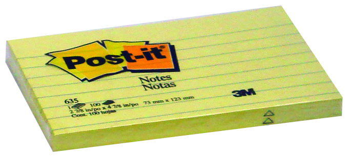3M ruled sticky notes(75*125mm)yellow
