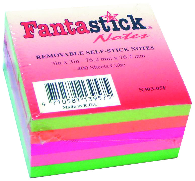 Fantastick neon cubes 75*75mm, ( 5 colors), 400 sheets