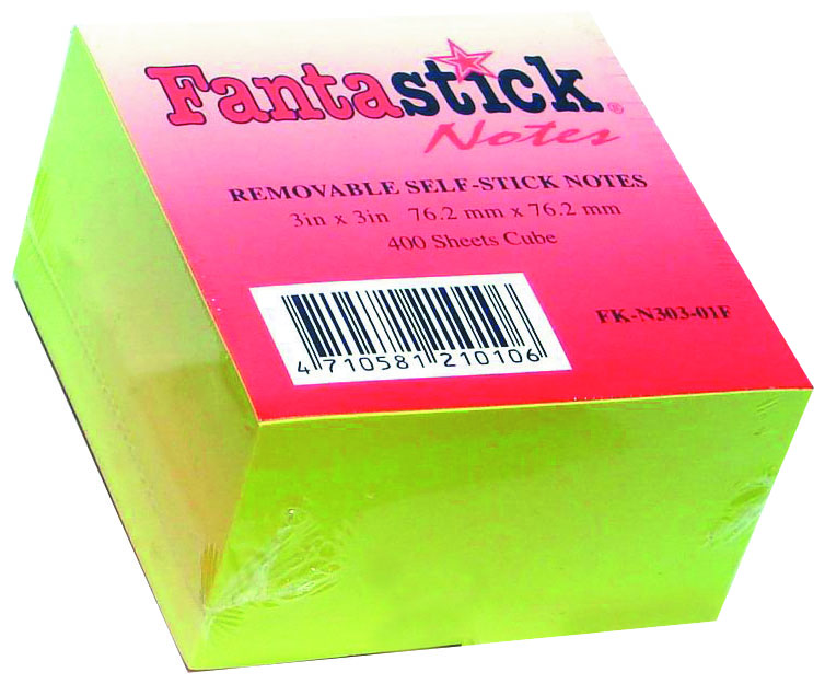 Fantastick neon cubes 75*75mm, yellow color