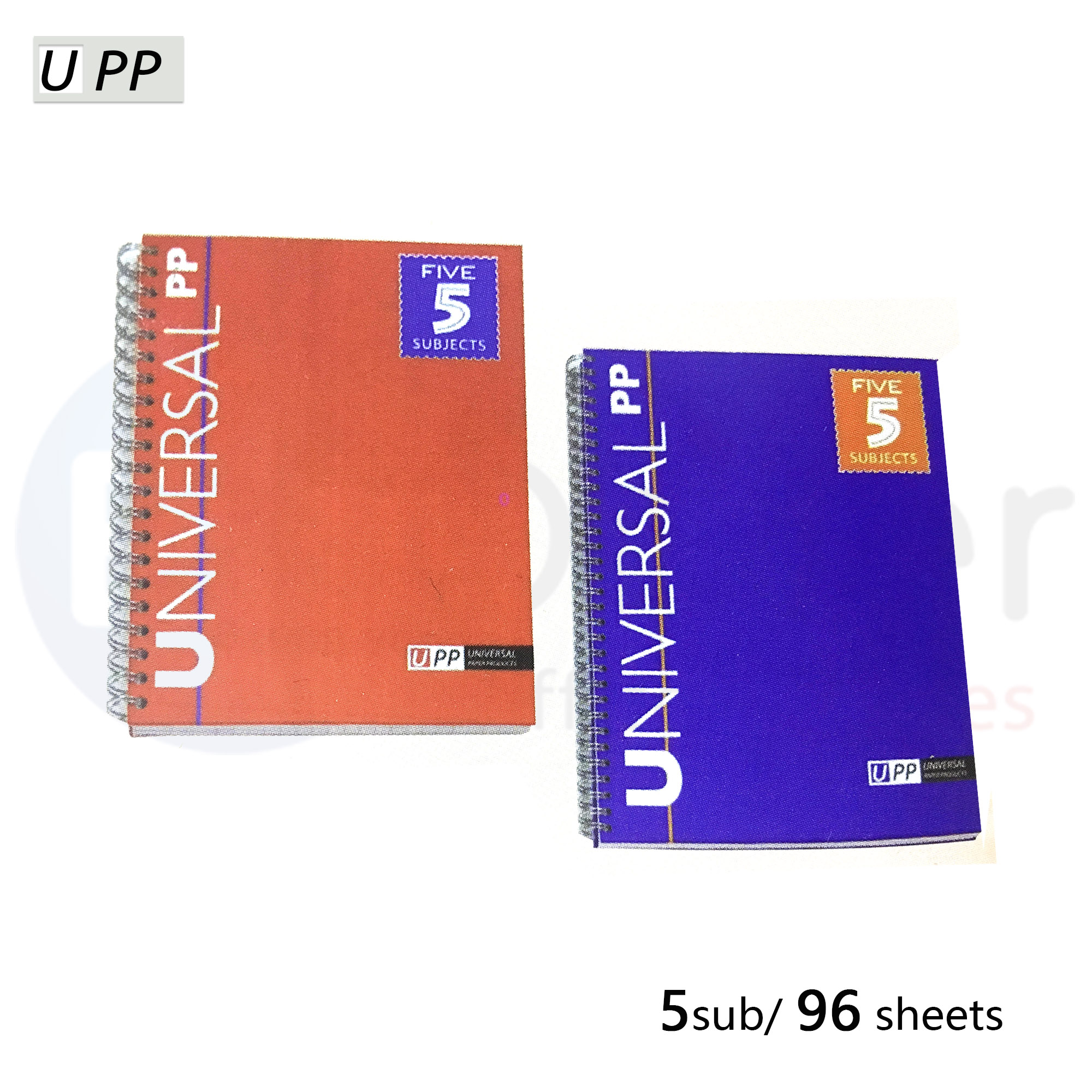 UPP 5 subjects copy book 96 sheets square,laminated hard cover