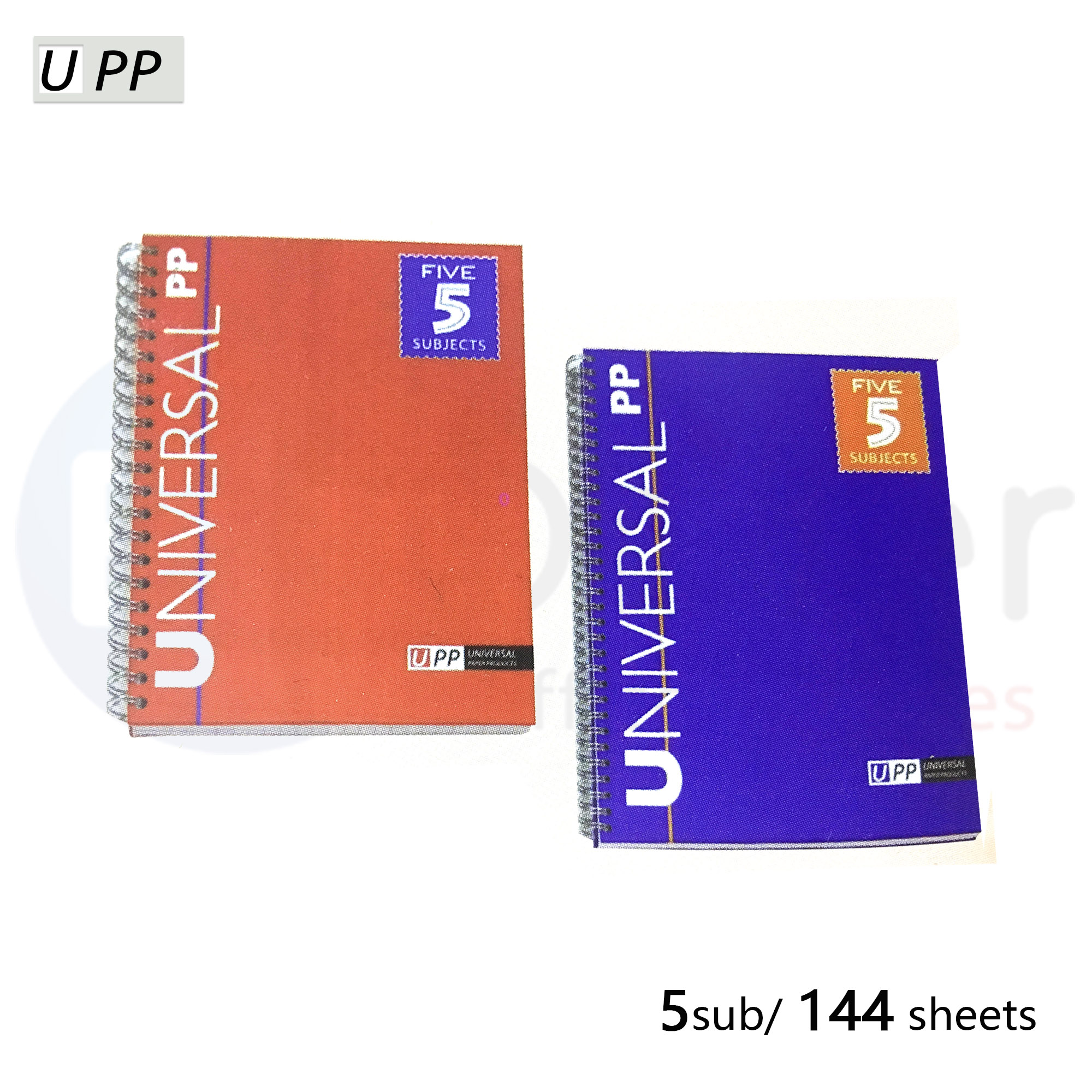 UPP 5 subjects copy book 144 sheets square,laminated hard cover