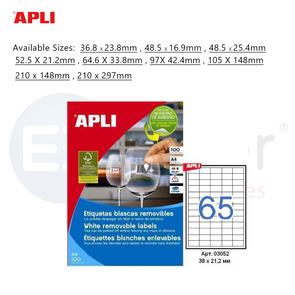 +# APLI  laser labels,removable (100sh/Box)