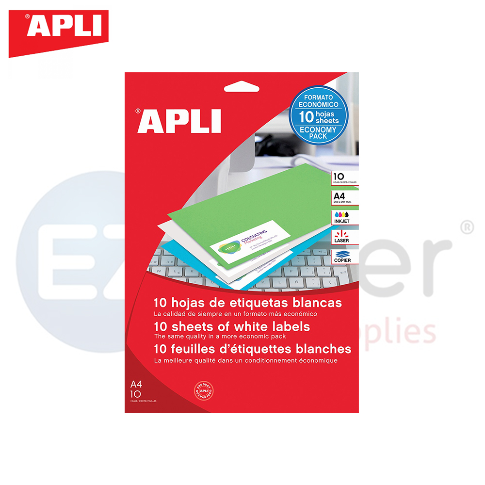 +# APLI  self adhesive labels,White,Pack of 10
