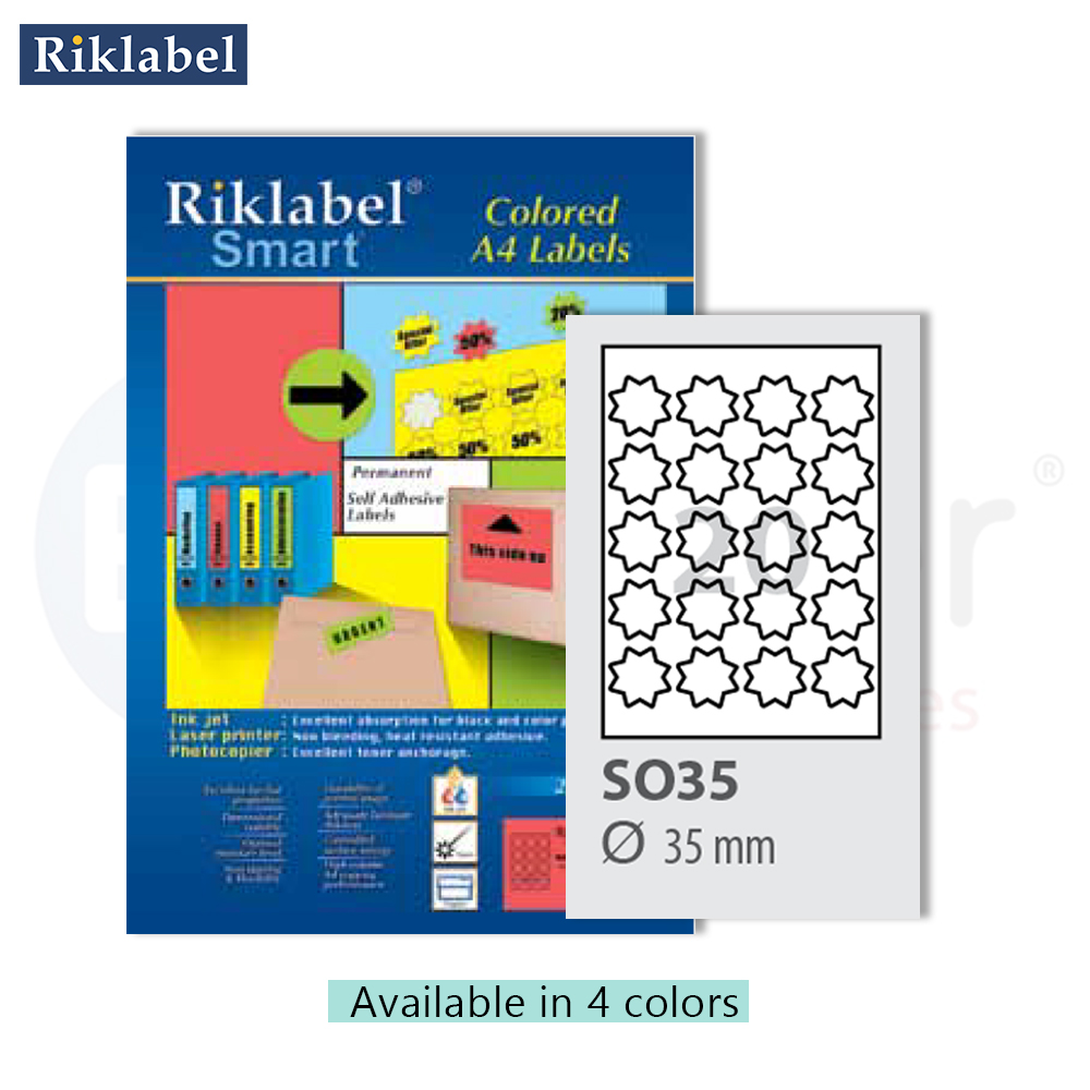 #Rizklabel Colored STAR Adhesive labels,#35