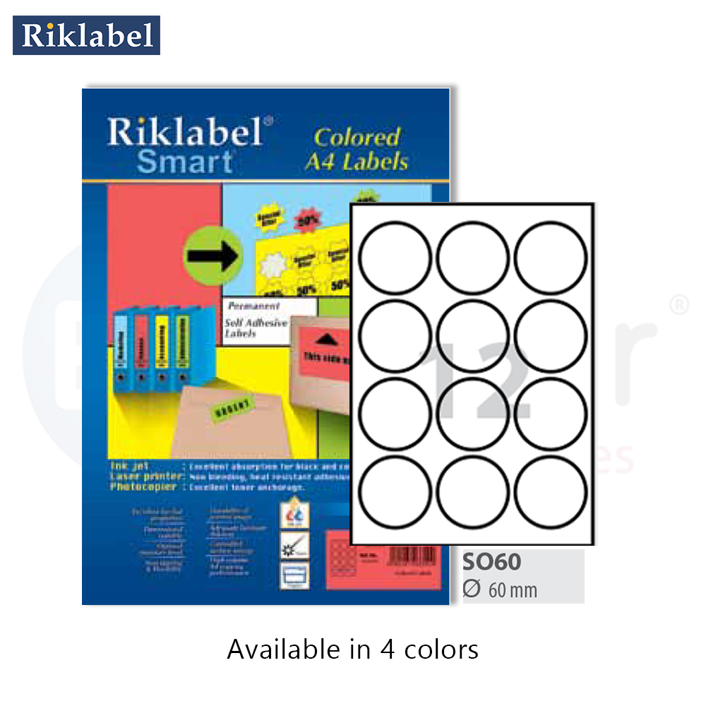 #Rizklabel Colored 6cm Round Adhesive labels,