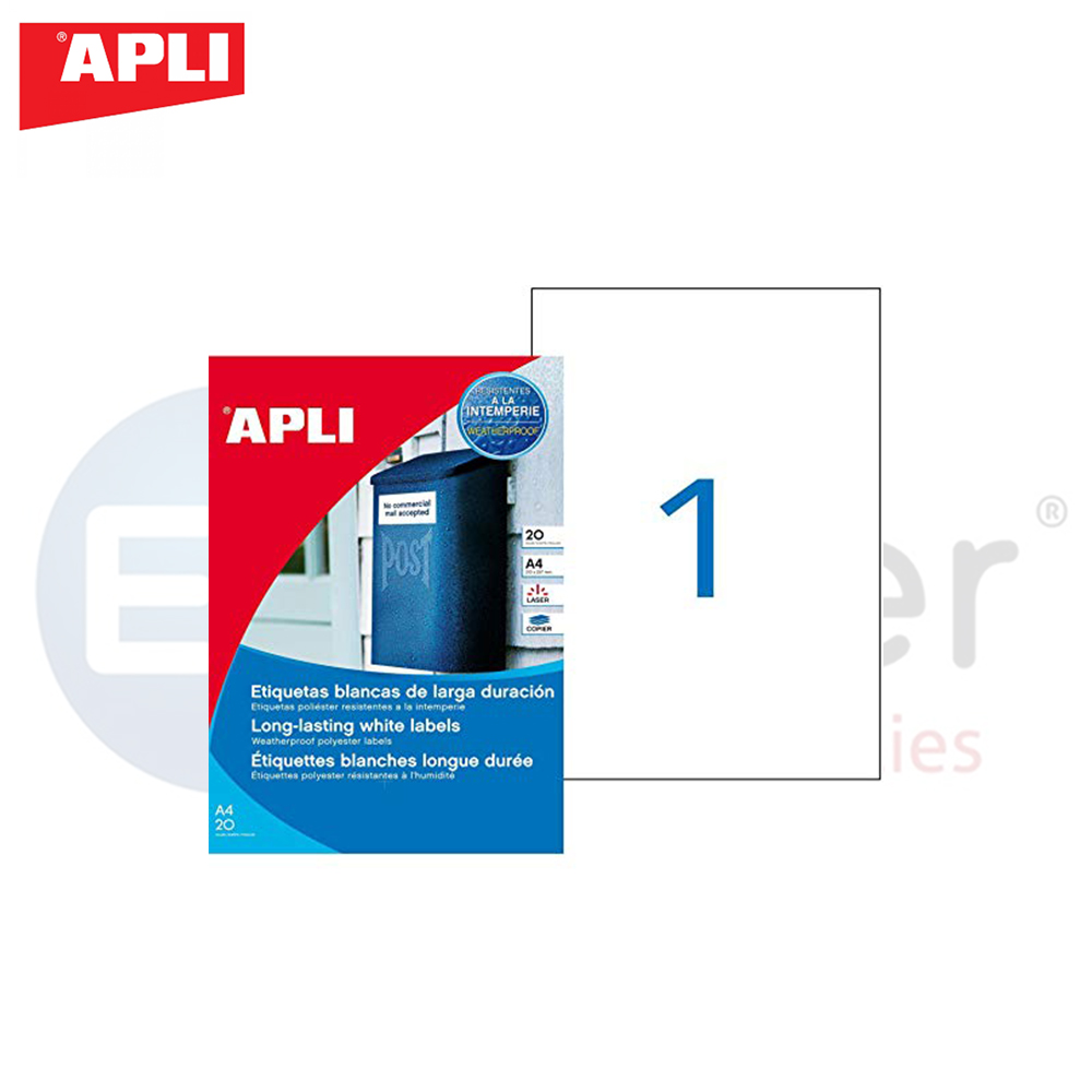 APLI labels, transparent For laser use,  210x297, (20sheets/ox)