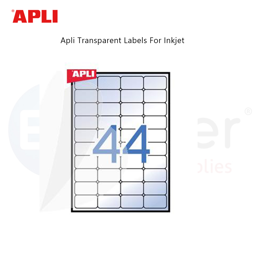 APLI  transparent inkjet labels, 48.5x25.4 (10Sheets/box)