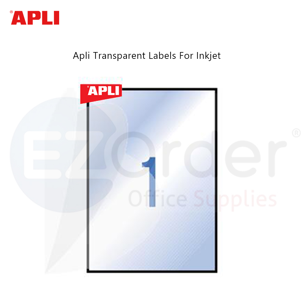 APLI transparent inkjet labels,210x297, 10 sheets per Box