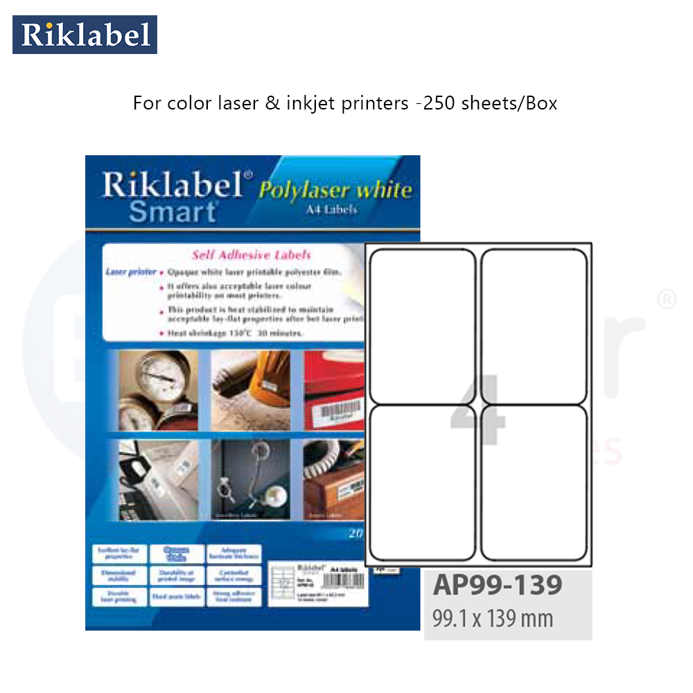 RIKLABEL Polylaser white labels (99.1*139mm)