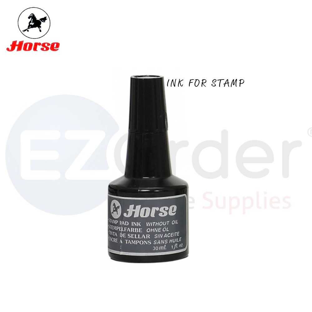 +Ink for stamp pad, Horse, black