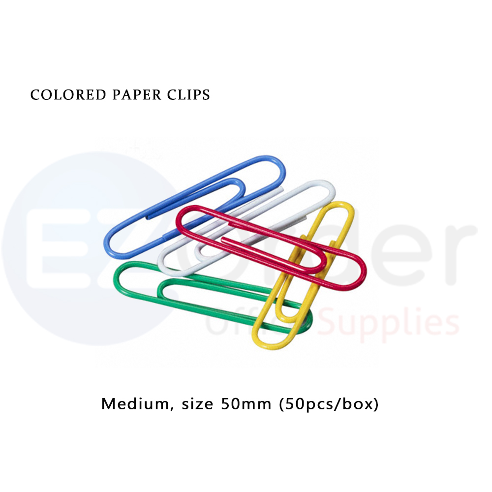 +Paper clips,50mm, colored, (100 per box)