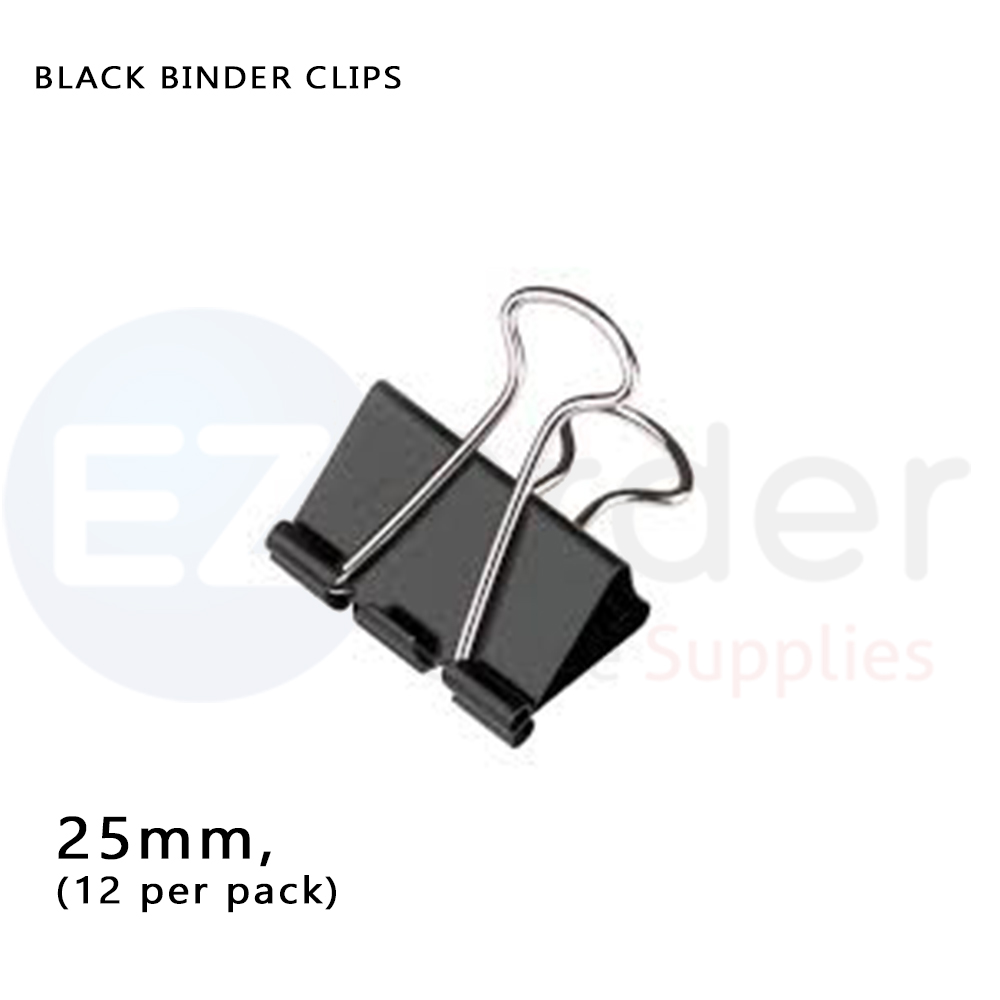 Binder clips, 25mm, 12 per pack