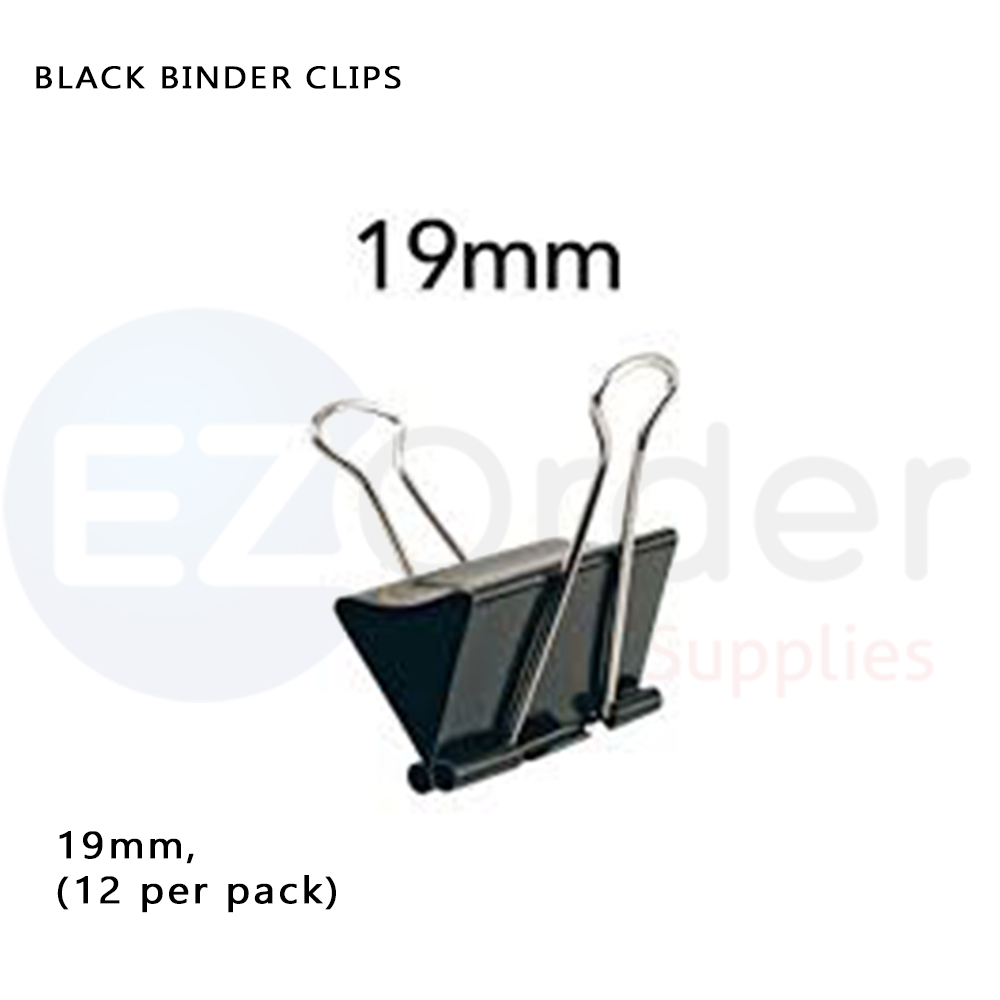 Binder clips, 19mm, 12 per pack