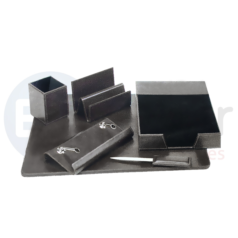 Leather desk set 6 different pcs.,black