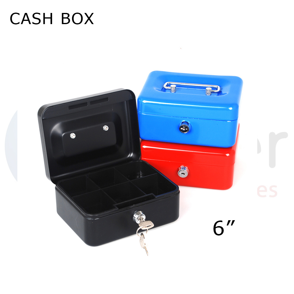 #+Metal Cash box,6 inches. (13.5cmx10cmx6cm)