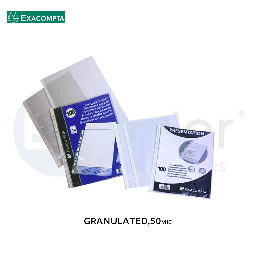 Exacompta punched sheet protector granulated 50m