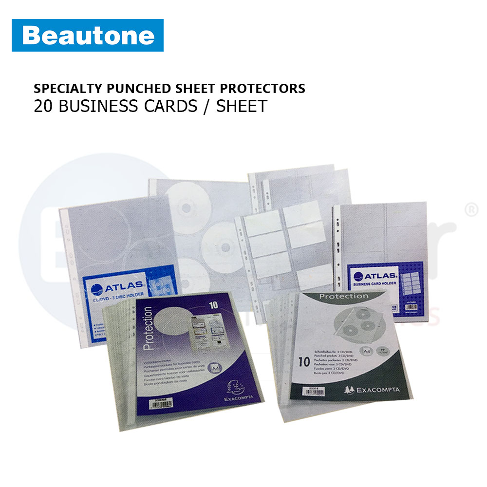 Beautone Sheet prot.punched for 10bus. cards(10/Pack)