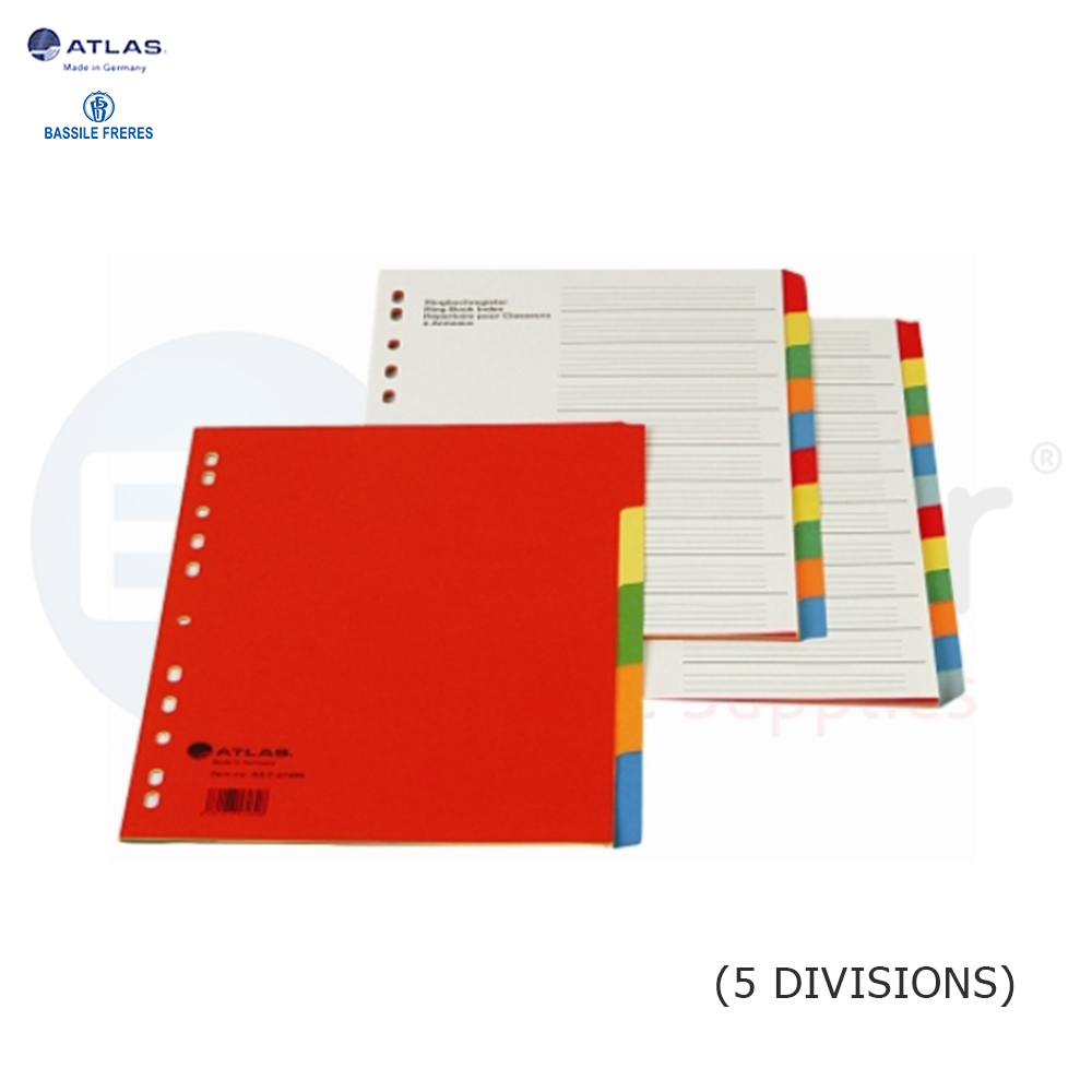 Atlas cardboard separators 5 colored divisions