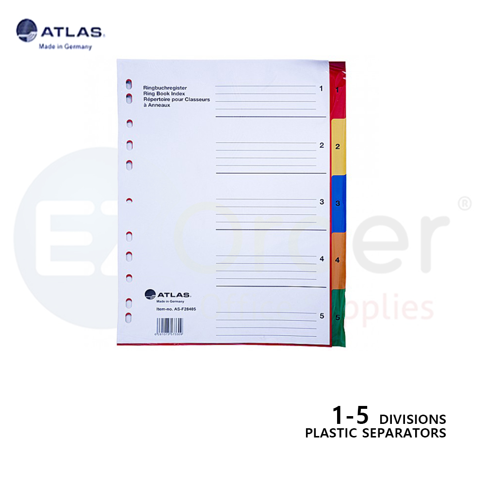 Atlas plastic separators 5 colored divisions