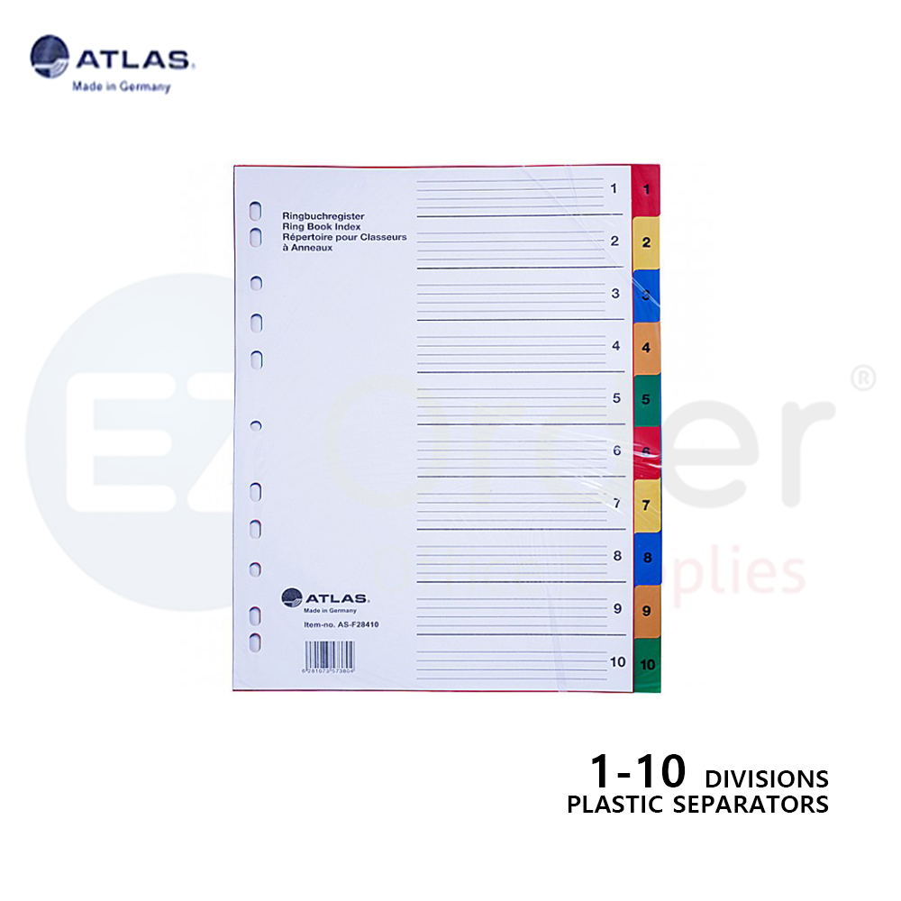 Atlas plastic separators 10 colored divisions