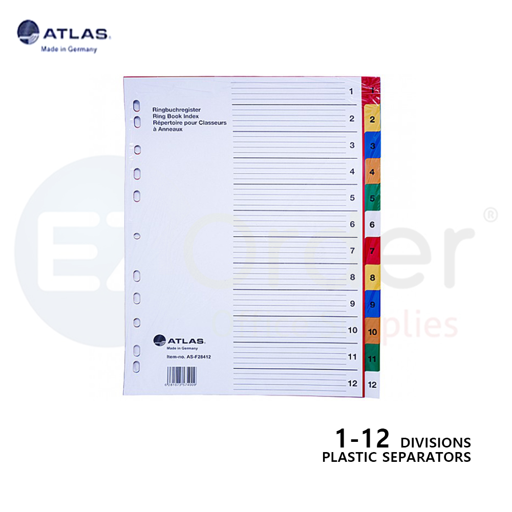 Atlas plastic separators 12 colored divisions