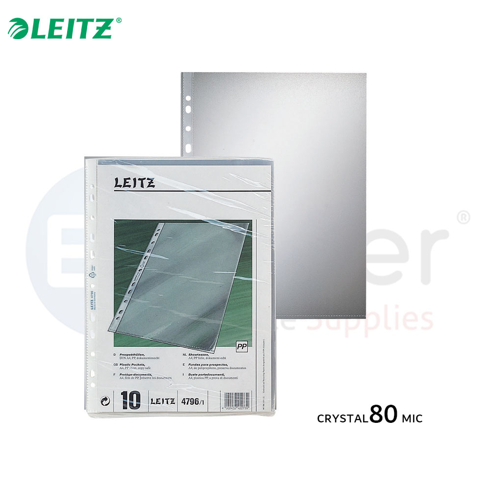 +Leitz punched sheet protectors crystal,80u