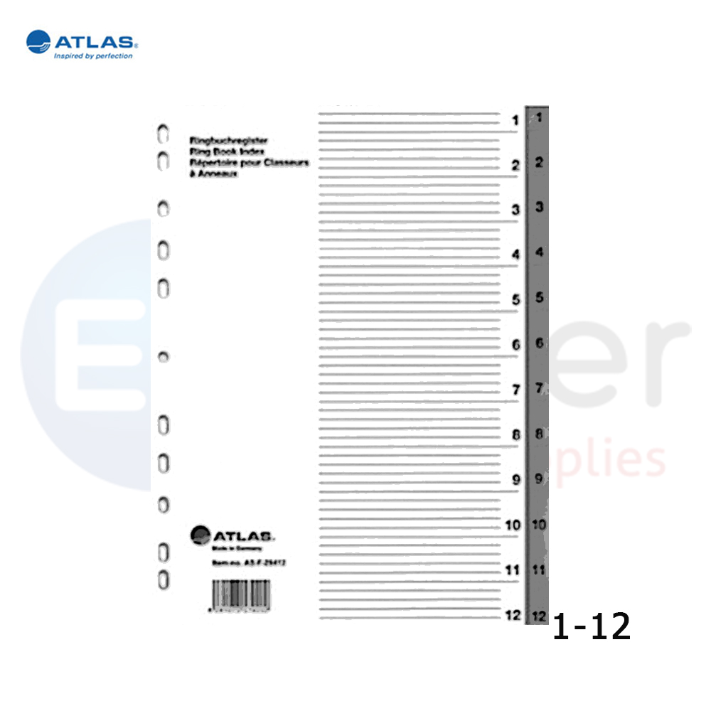 Atlas plastic separators 1-12 divisions,grey