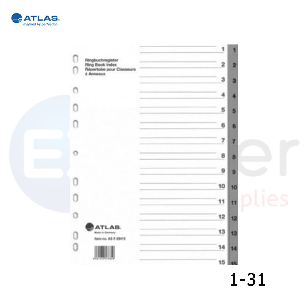 Atlas plastic separators 1-15 ,grey