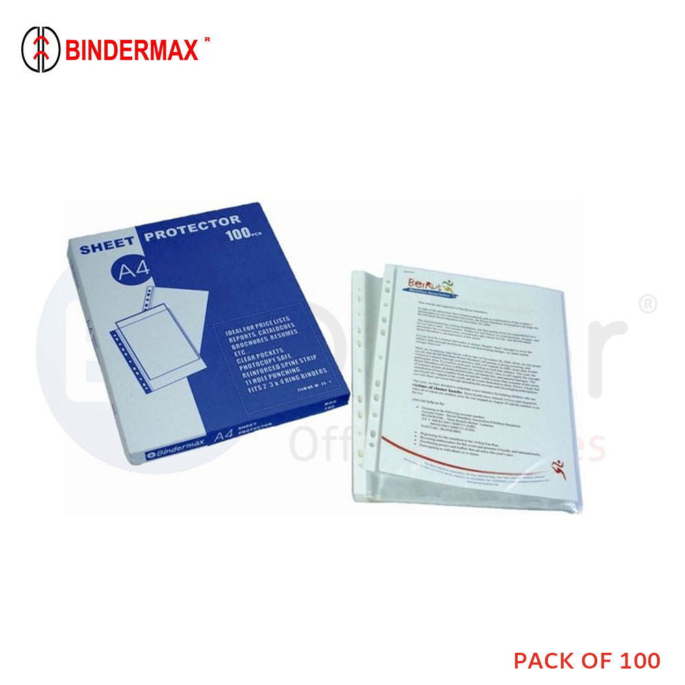 +Bindermax Sheet prot. punched (PACK/100) 80Mic