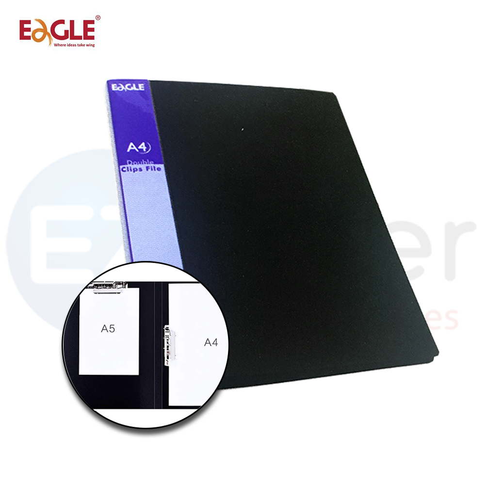 Eagle Clamp file, PUNCHLESS FILE, Portfolio PP with double clip, Black