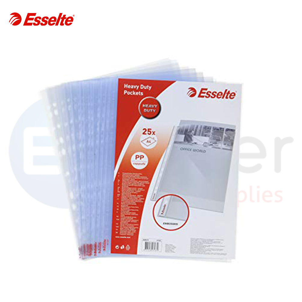 Esselte Sheet prot. A4 punched,150mic.clear