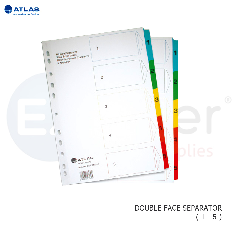 Atlas cardboard separators colored numbered 1-5 div.double face
