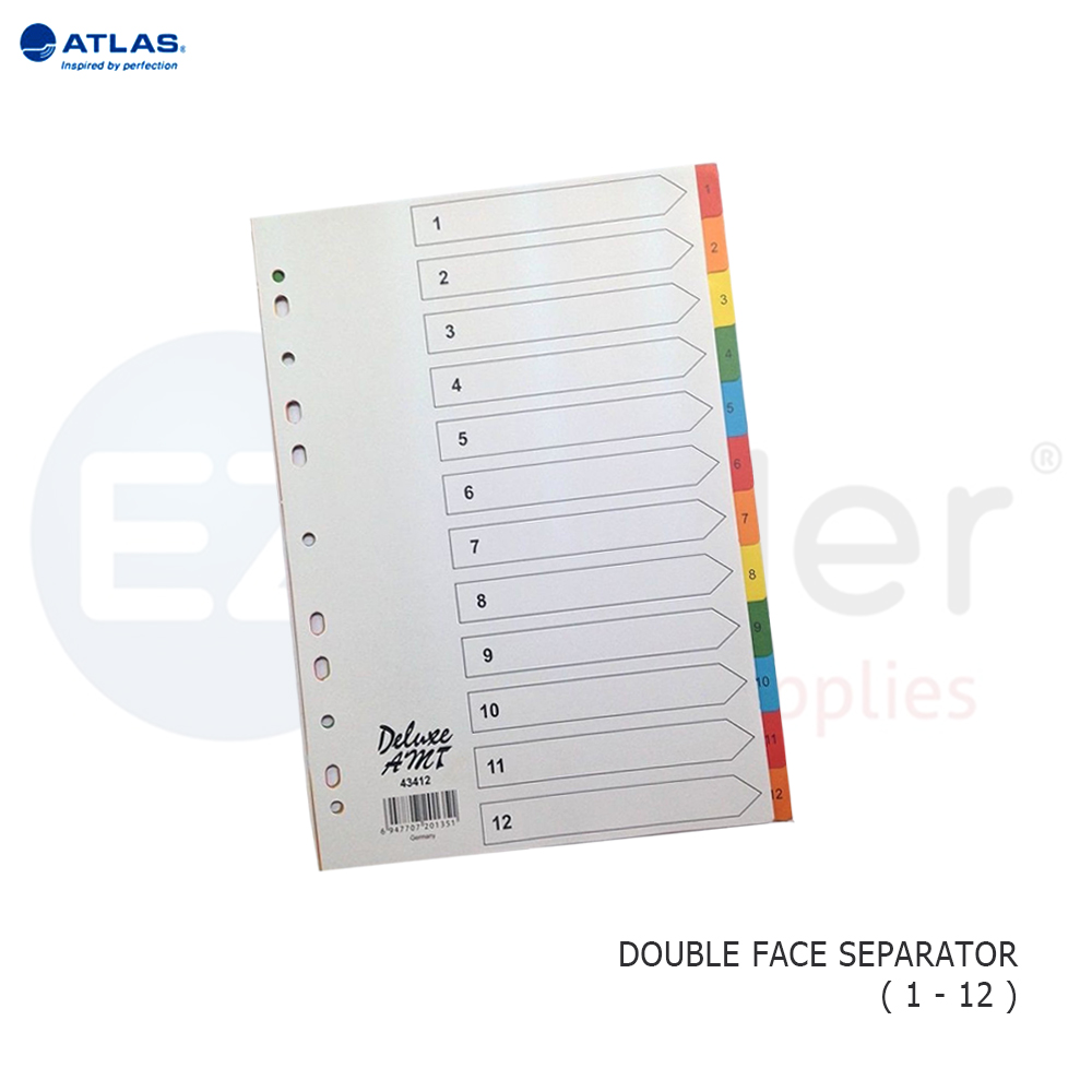 Atlas cardboard separators colored numbered 1-12 div.double face