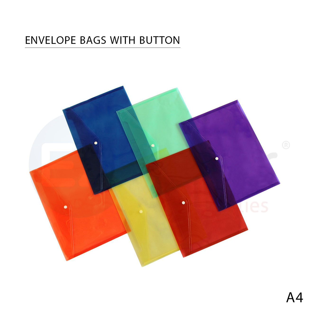 +#Envelopes bags clear w/button,A4