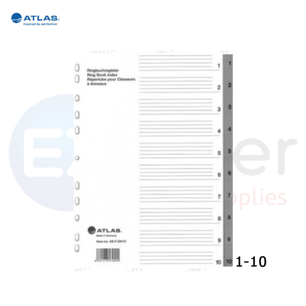 Atlas plastic separators 1-10 divisions,grey