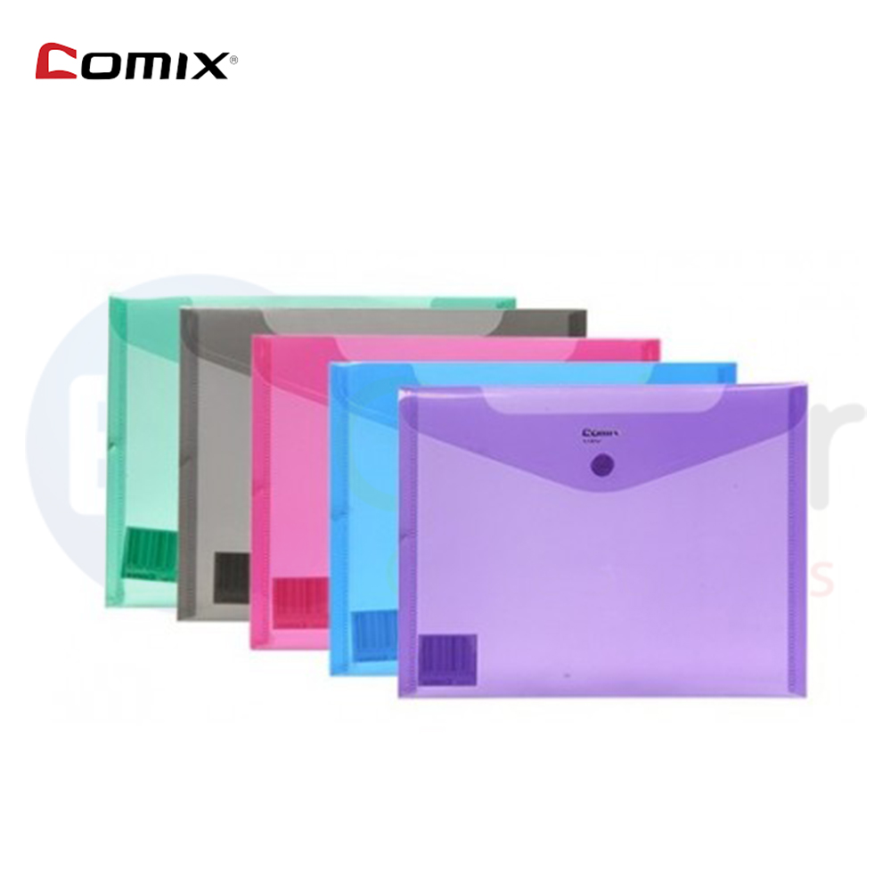 COMIX Envelopes bags A4,clear w/button & name Card pocket