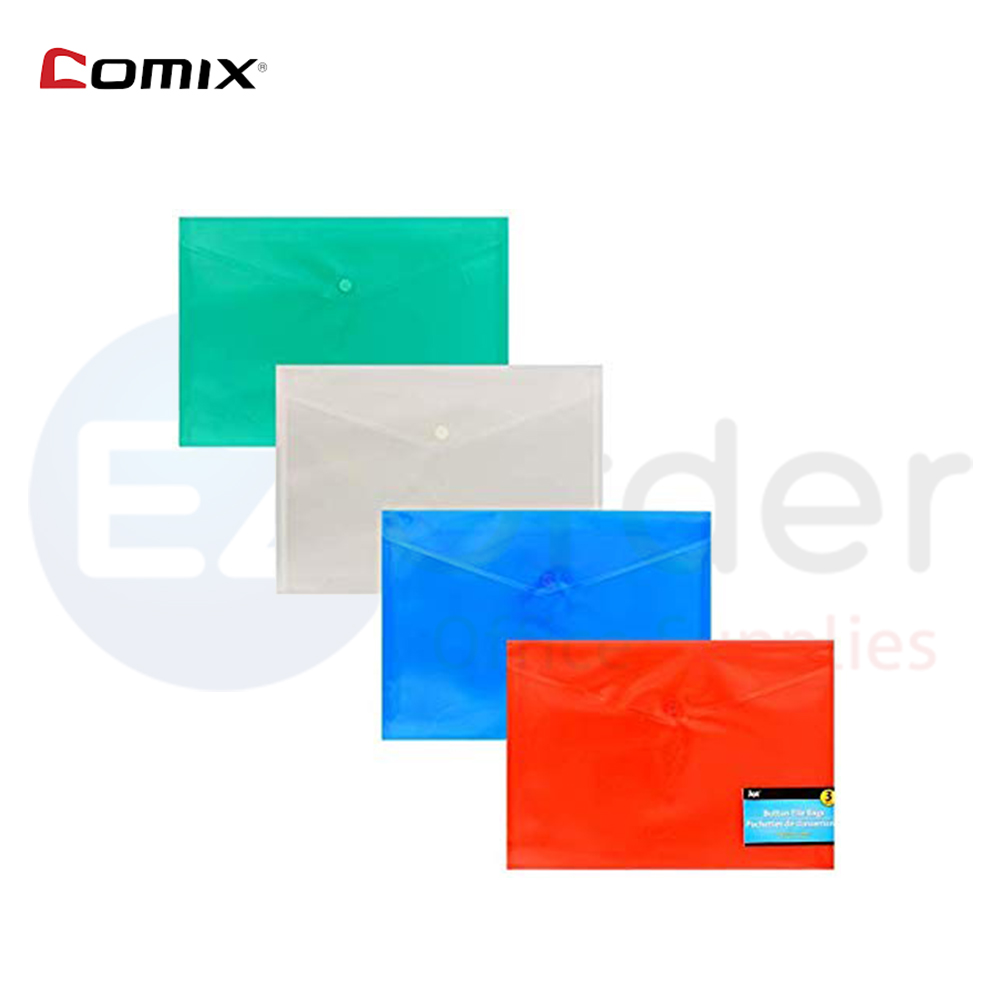 COMIX Envelopes bags clear w/button, legal size