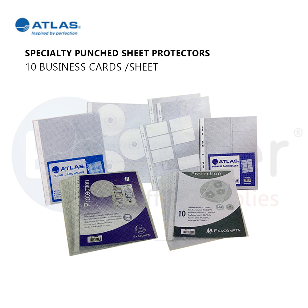 ATLAS sheet protector 10 business card PACK OF 12