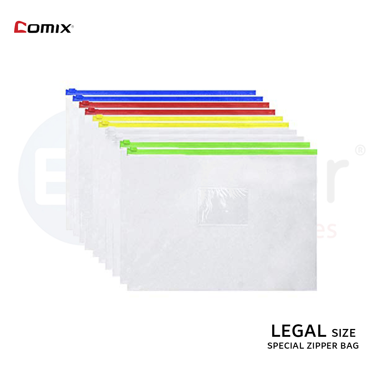 COMIX Envelopes bags clear w/zipper,A4W/ card holder