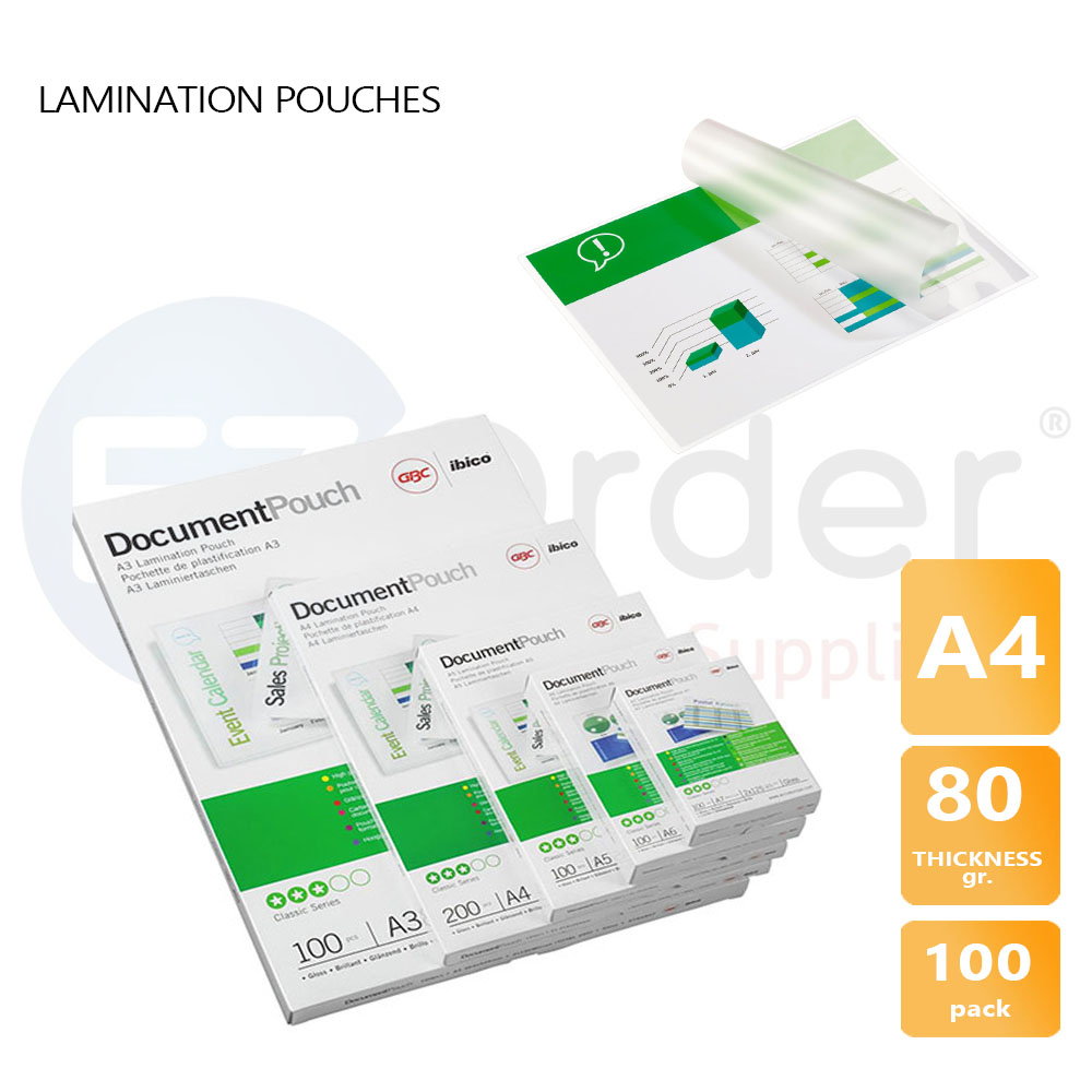 Laminating pouches,216x303mm,A4 size, 80mic(100/Pack)