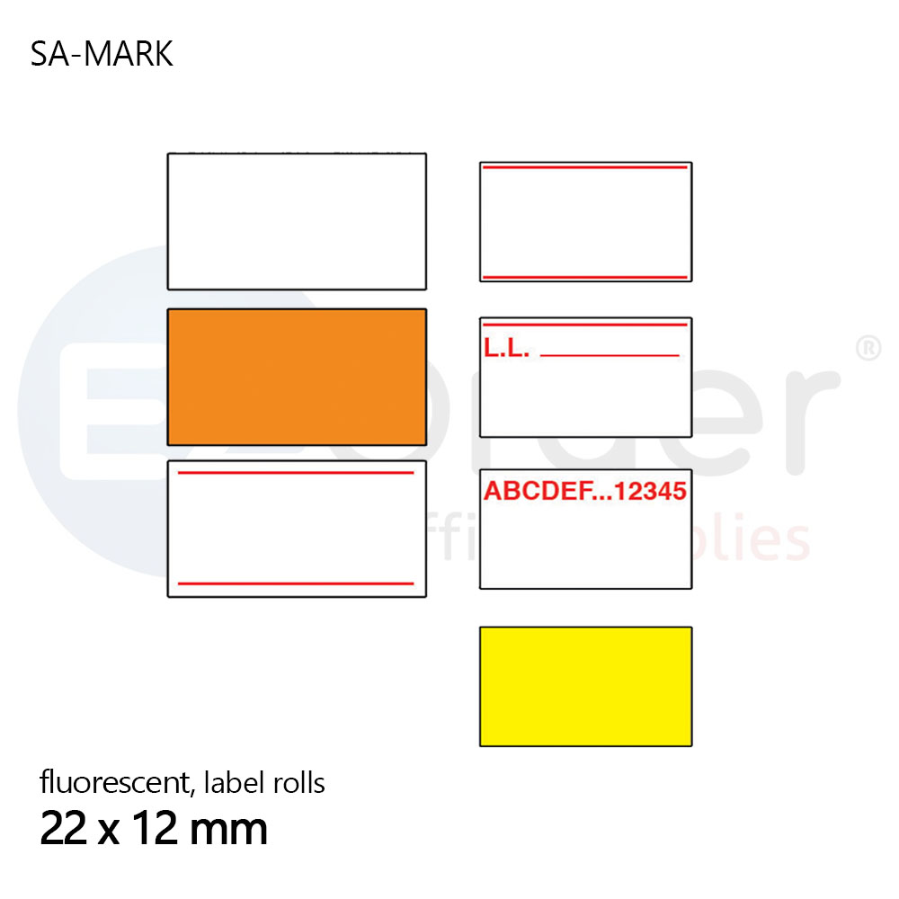 +#Fluorescent label roll (22x12mm) (pack 10)available in red/green/orange