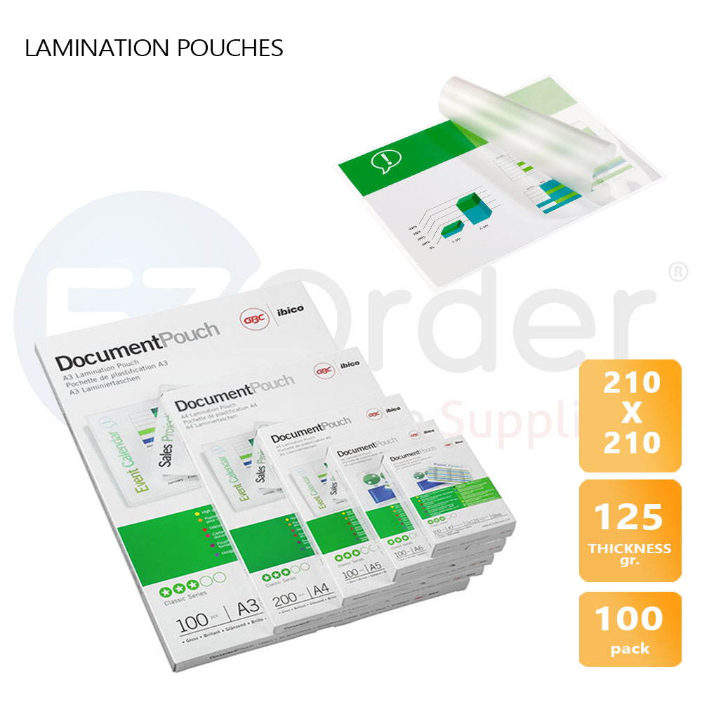 Laminating pouches, 210*210mm, 125 micron