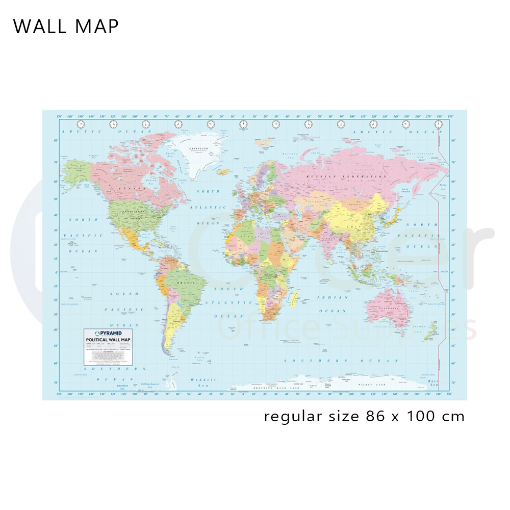 Political wallmap, regular,86X100cm Eng./Arab