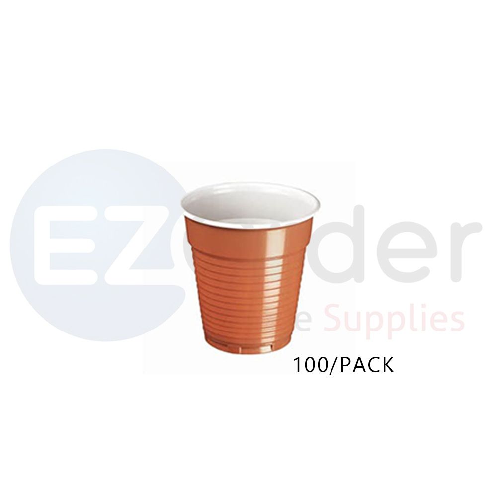 Plastic brown cups, 180cc, 100/Pack